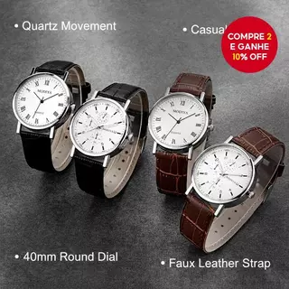 Relógio Masculino Minimalista De Quartzo – Elegante Com Pulseira De Couro Para Presente Homens Elegantes em Oferta na Shopee