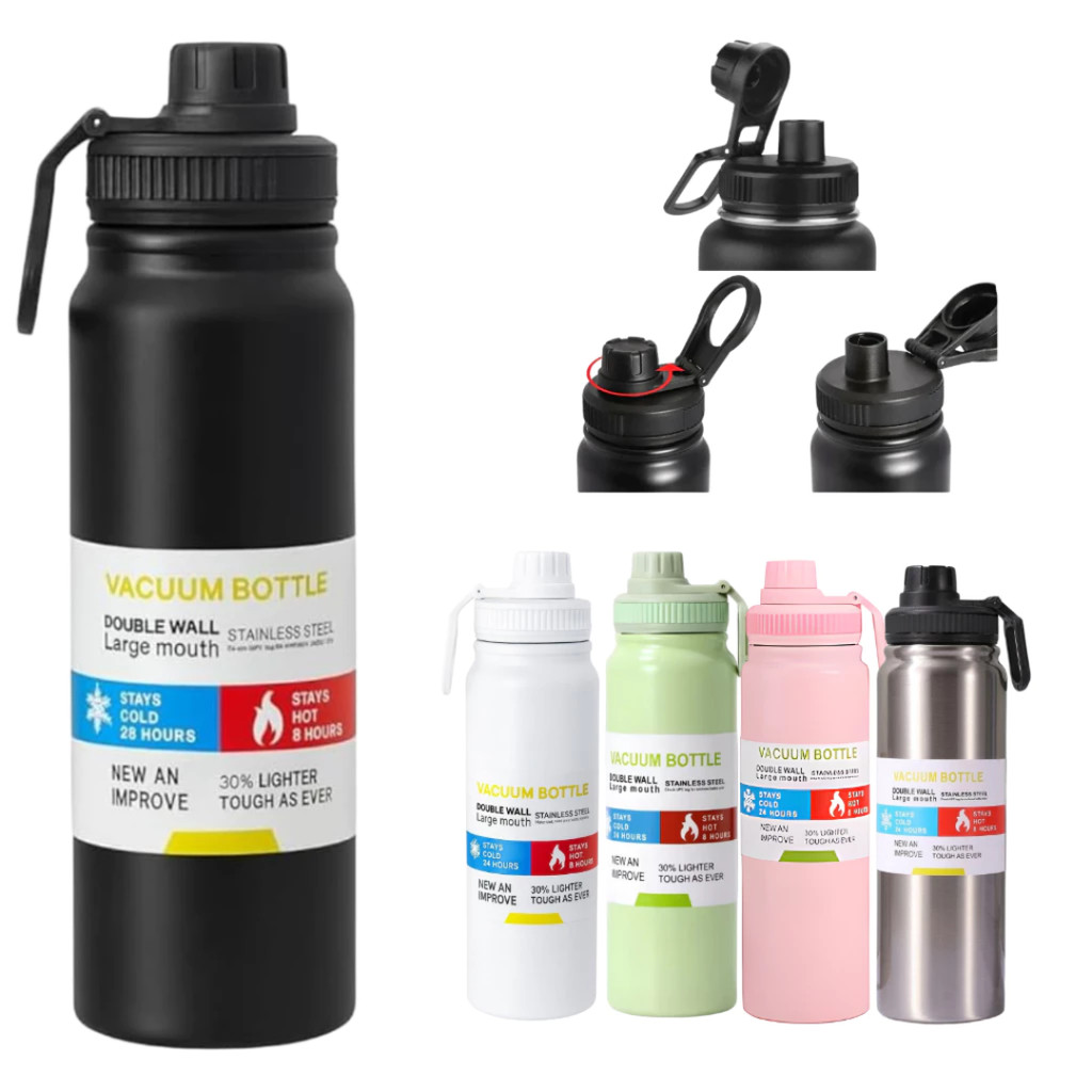 Garrafa Squeeze Térmica 800ml Aço Inox Academia Escola Trabalho