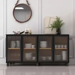Aparador Buffet 4 portas de vidro Ditália R-638 em Oferta na Shopee