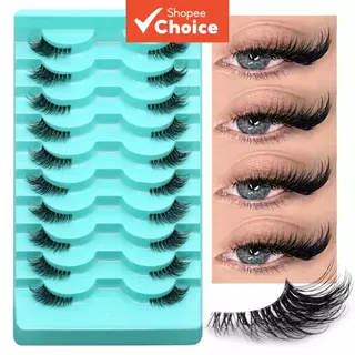 Conjunto De 10 Pares De Cílios Postiços De Pele De Vison Natural Macio , De Alongamento Densos Para Uso Diário em Oferta na Shopee