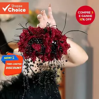 1 Peça Novo Grampo De Cabelo Peônia Vermelha E Preta Para Meninas Suave Elegante em Oferta na Shopee