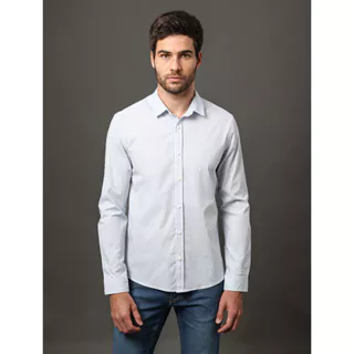 Camisa Masculina Slim Classic Check Calvin Klein Jeans - Branco em Oferta na Shopee