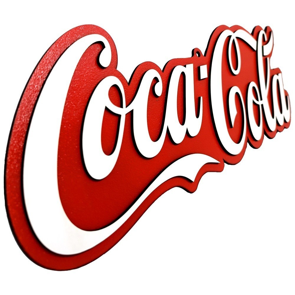 Placa Decorativa Coca-Cola Logo 3D Alto Relevo Decoração Área