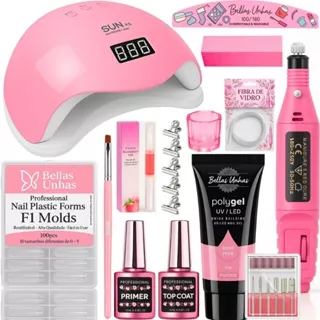 Kit Polygel Poligel Alongamento Unhas Manicure Completo + Cabine Sun + Motorzinho Unhas Profissional em Oferta na Shopee