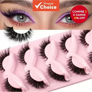 Cinco pares de cílios postiços gato com asa, comprimento natural de vison - Elevação dos cantos externos para um olhar em Oferta na Shopee