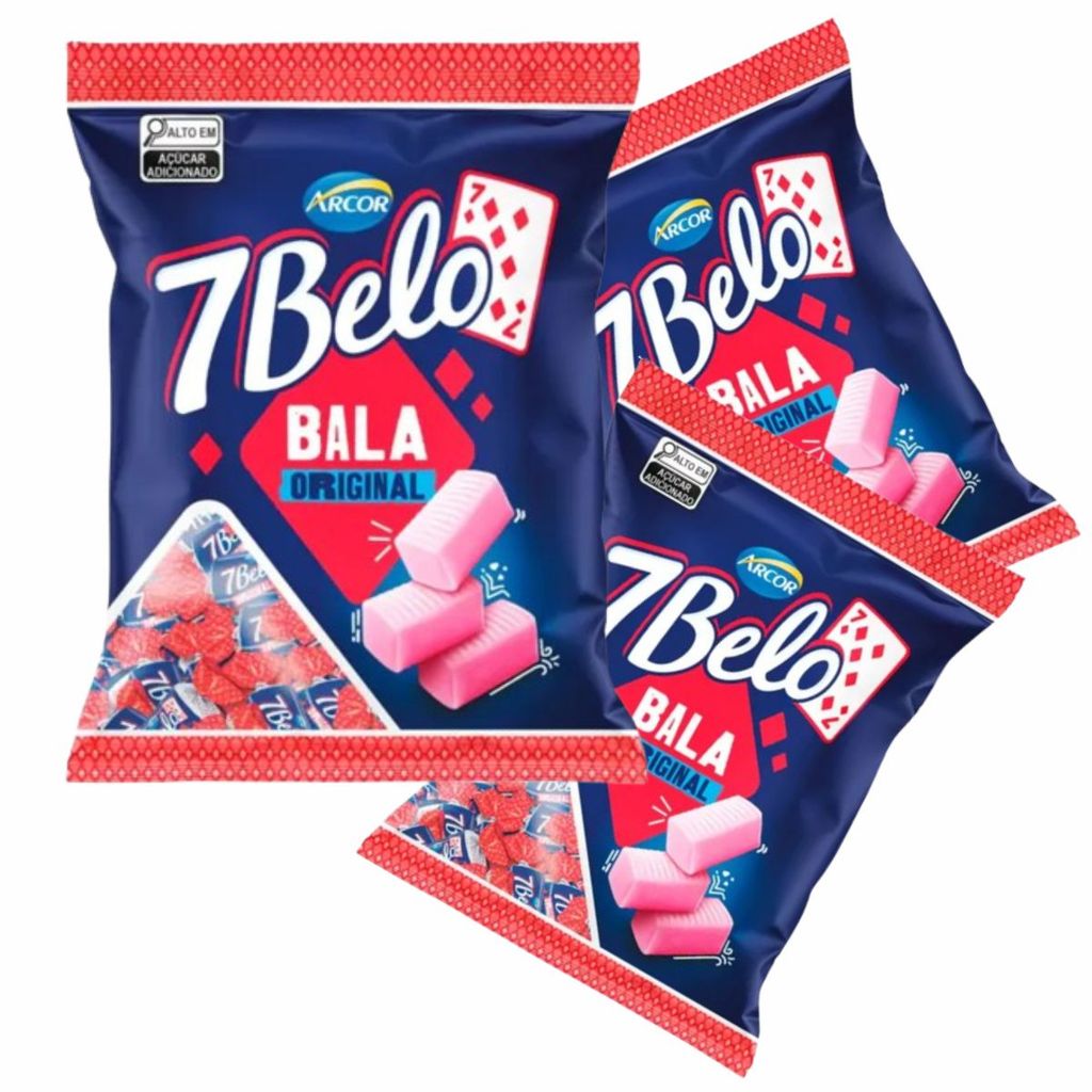 Bala 7 Belo 1,5kg Sabor Framboesa 3 Pacotes Original | Shopee Brasil