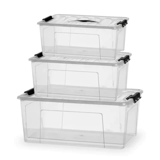Kit Caixa Organizadora Transparente Com Tampa 3 Peças Guarda Tudo Empilhável em Oferta na Shopee