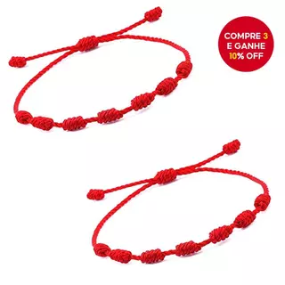 Pulseira Vermelha De Sete Nós Com Dois Pacotes Para Proteção E Presente De Casal De Boa Sorte em Oferta na Shopee