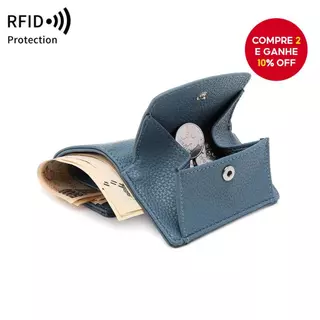 Carteira pequena e fofa para mulheres, com proteção RFID, carteira tripla multifuncional minimalista, bolsa de moedas em Oferta na Shopee