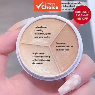 Paleta De Corretivo Tricolor , Fórmula Cremosa De Alta Cobertura , Suave Para Cicatrizes De Acne , Manchas Escuras , Tod em Oferta na Shopee