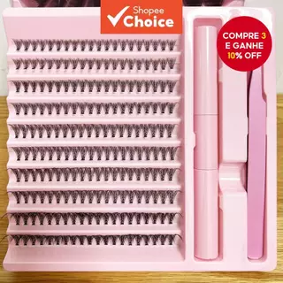 Kit de Cílios em Cluster 200PCS, Kit de Cílios Individuais 20D, 30D, 40D, 8-16MIX, Extensão de Cílios Confortáveis em Oferta na Shopee