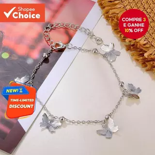 Novo Estilo Coreano Moda Praia Tornozeleira Borboleta Pingente Pulseira Casal Jóias Acessórios