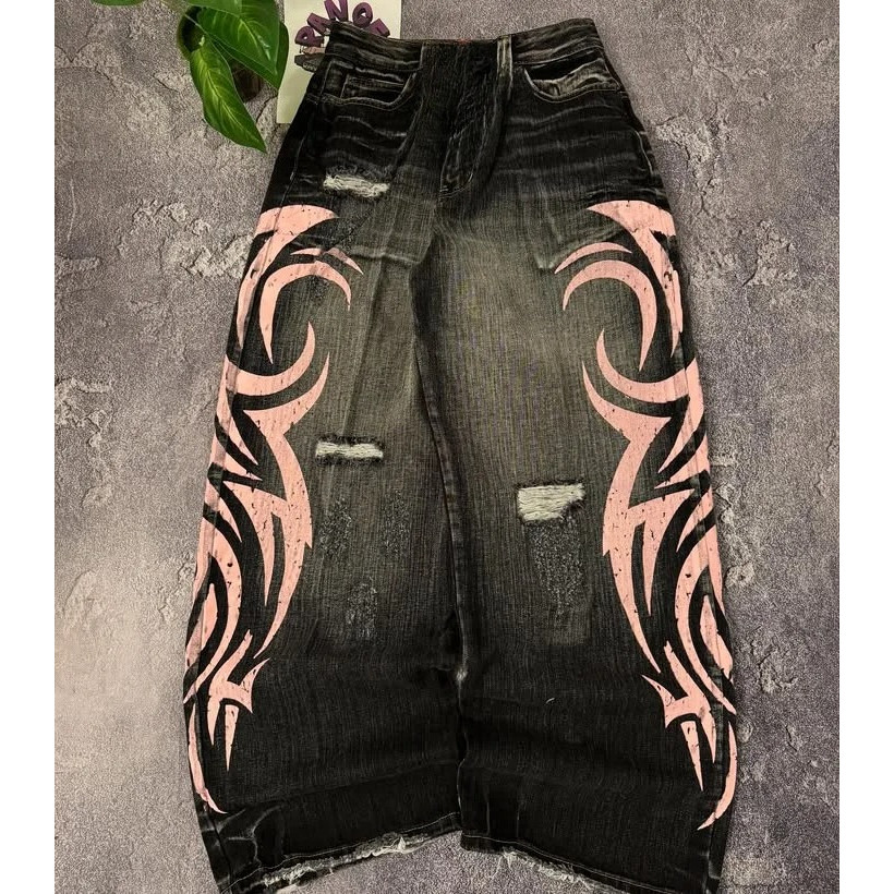 Y2K Punk Jeans Leisure Oversized Unissex High Street Moda Japonesa
