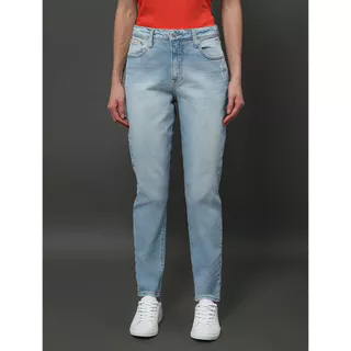 Calça Jeans Feminina Mom Pequenos Puídos Calvin Klein Jeans - Azul Claro em Oferta na Shopee