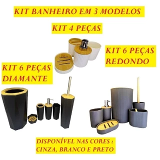 Kit 6 Banheiro Ou 4 Peças Elegantes Saboneteira Lixo Porta Escova  Sabonete Liquido Escova Sanitária em Oferta na Shopee