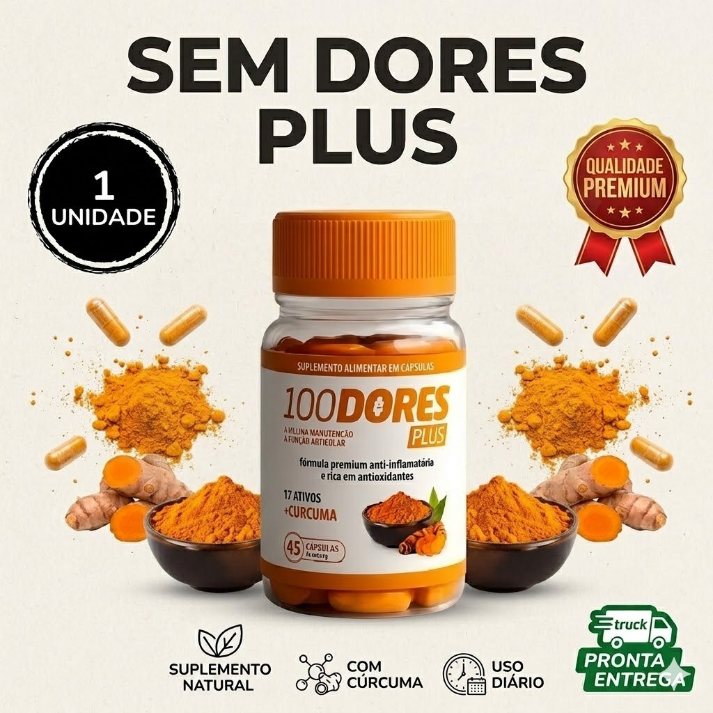Imagem do produto 100 Dores Plus Original Suplemento para Dores Articulares, Coluna e Joelho com Cúrcuma 45 caps