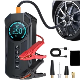 Bomba de Ar Portatil Compressor Inflator Multi-função 4 em 1 PowerBank 8kmah Bateria Calibrador de Carro Auto Pneu