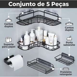 Kit De 2/3/4/5 Suportes Porta Shampoo Organizador De Metal Para Banheiro Cozinha Prateleira