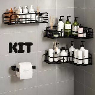 KIT Prateleiras Suporte Organizador Com Adesivos Parede Banheiro Cozinha Shampoo Sabonete Metal TOP&CASA em Oferta na Shopee