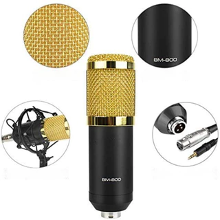 Kit Microfone Profissional Completo BM800 Dourado com Braço Articulado geracao