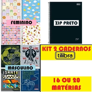Kit 2 Cadernos Masculino E Feminino 16 E 20 Matérias 256 Ou 320 Folhas Tilibra Espiral Capa Dura em Oferta na Shopee