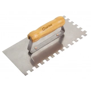 Desempenadeira de aço dentada cabo madeira 10x10mm - Cortag em Oferta na Shopee