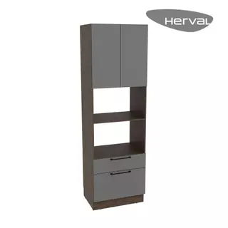 Torre Quente Herval Amsterdam, MDP, 2 Portas e 2 Gavetas, Avelã e Cinza Grafite, 70 cm em Oferta na Shopee