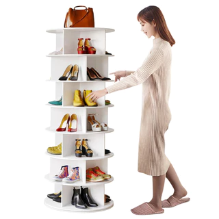 Sapateira Giratória Branca 7/6 Níveis com Divisórias para Botas em Oferta na Shopee