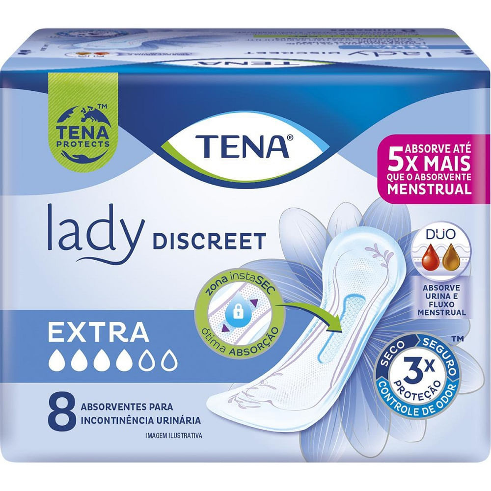 Absorvente Para Incontinência Urinária Tena Lady Discreet Extra 8 ...