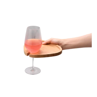 Bandeja Arredondada de Bambu com Apoio Para Taça - Oikos em Oferta na Shopee