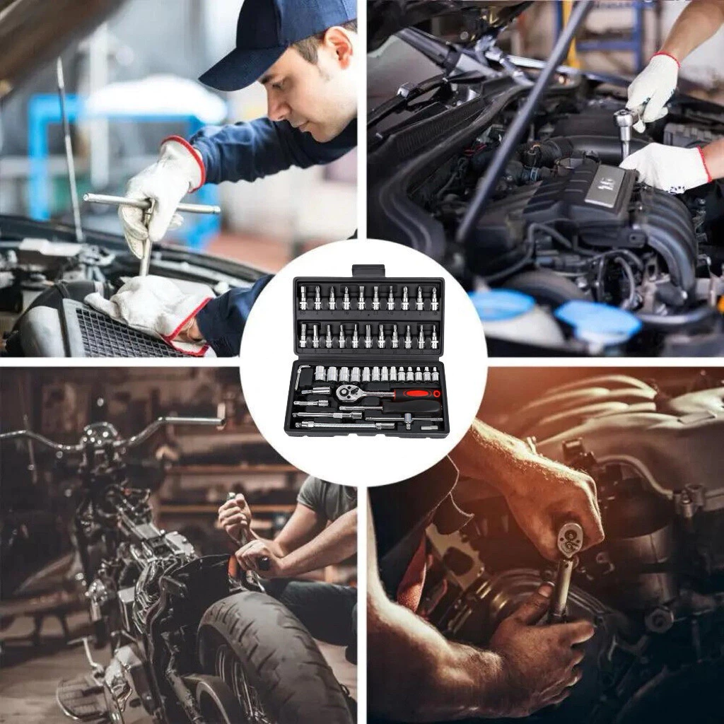 Kit 46 Chave Catraca Jogo De Soquetes Allen Torx Ferramentas