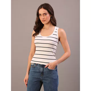 Regata Feminina Ribana Listrada Calvin Klein Jeans - Marinho em Oferta na Shopee