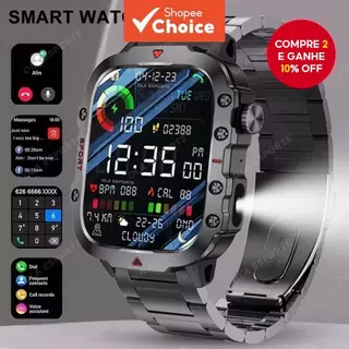 Relógio Inteligente Militar à Prova d'Água com GPS, Tela AMOLED, Chamada Sem Fio, Smartwatch de Saúde com Tela de Toque em Oferta na Shopee