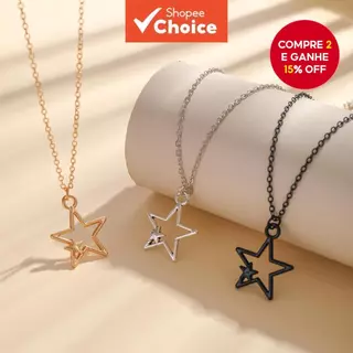 Conjunto De Colar De Pentagrama Oco De 3 Cores Para Mulheres – Pingente Gótico De Corrente Em Camadas Uso Diário/Festa em Oferta na Shopee