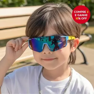 Óculos de sol esportivos para crianças com proteção UV, armação flexível inquebrável, ideais para meninos e meninas em em Oferta na Shopee
