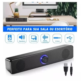 Caixa de Som PC TV Celular P2 e USB Com Fio Plug & Play Design Compacto