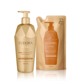 Eudora Kit La Piel Âmbar Dourado: Hidratante Desodorante Corporal 400ml + Refil Hidratante Desodorante Corporal 350ml em Oferta na Shopee