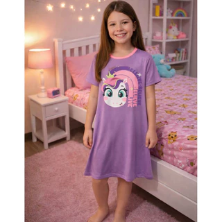 Camisola Unicórnio Diamante Puket Pijama Algodão Confortável Leve Fresquinho Verão Meninas Teen em Oferta na Shopee