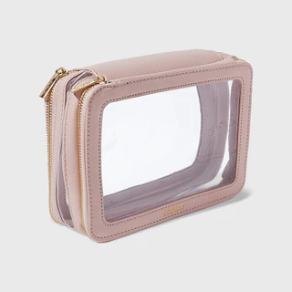 Nécessaire Nude com Transparência - Double Crystal Case em Oferta na Shopee