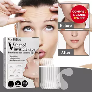 Fita Invisível Em Forma De V Para Lifting Facial , 100 Peças , Adesivos Finos Transparentes À Prova D'água Rugas Faciais em Oferta na Shopee