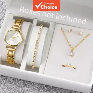 Conjunto De Joias De Relógio De Quartzo Rovga 5 Unidades Para Mulheres Com Strass De Liga Sem Caixa Conjunto De Joias De Relógio De Quartzo Rovga 5 Unidades Para Mulheres Com Strass De Liga Sem Caixa