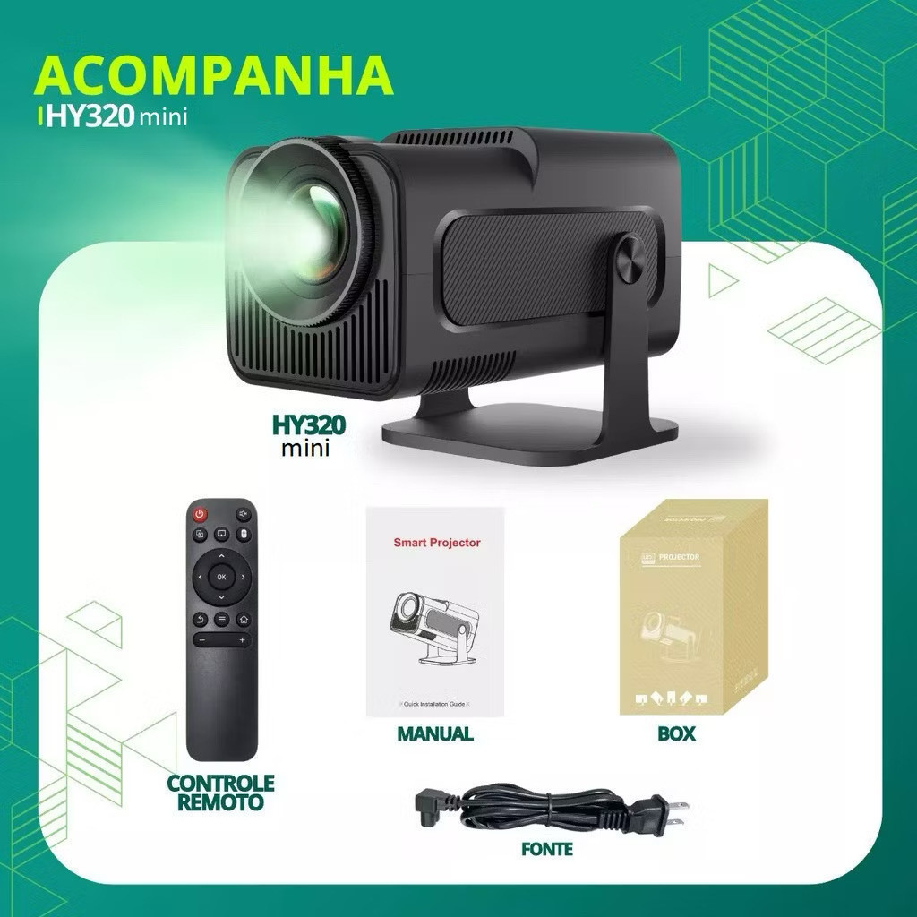 Mini Projetor HY320 Portátil Full HD 1080p | Compatível 4K