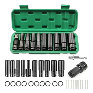 Kit Jogo Soquetes De Impacto 1/2 Pol. Longos Com 11 Peças