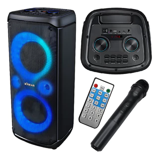 Caixa De Som Bluetooth PartyBox Portatil Amplificada BoomBox Led + Microfone Sem Fio Cor Preto em Oferta na Shopee