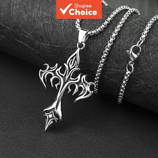 Colar com Cruz, Cruz Flamejante, Punk, Tribo, Gótico, Rock Alternativo, Aço Inoxidável em Oferta na Shopee
