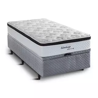 Cama Baú Solteiro Herval Edimburgo, Molas Maxspring, Cinza, 71x88x188 cm em Oferta na Shopee