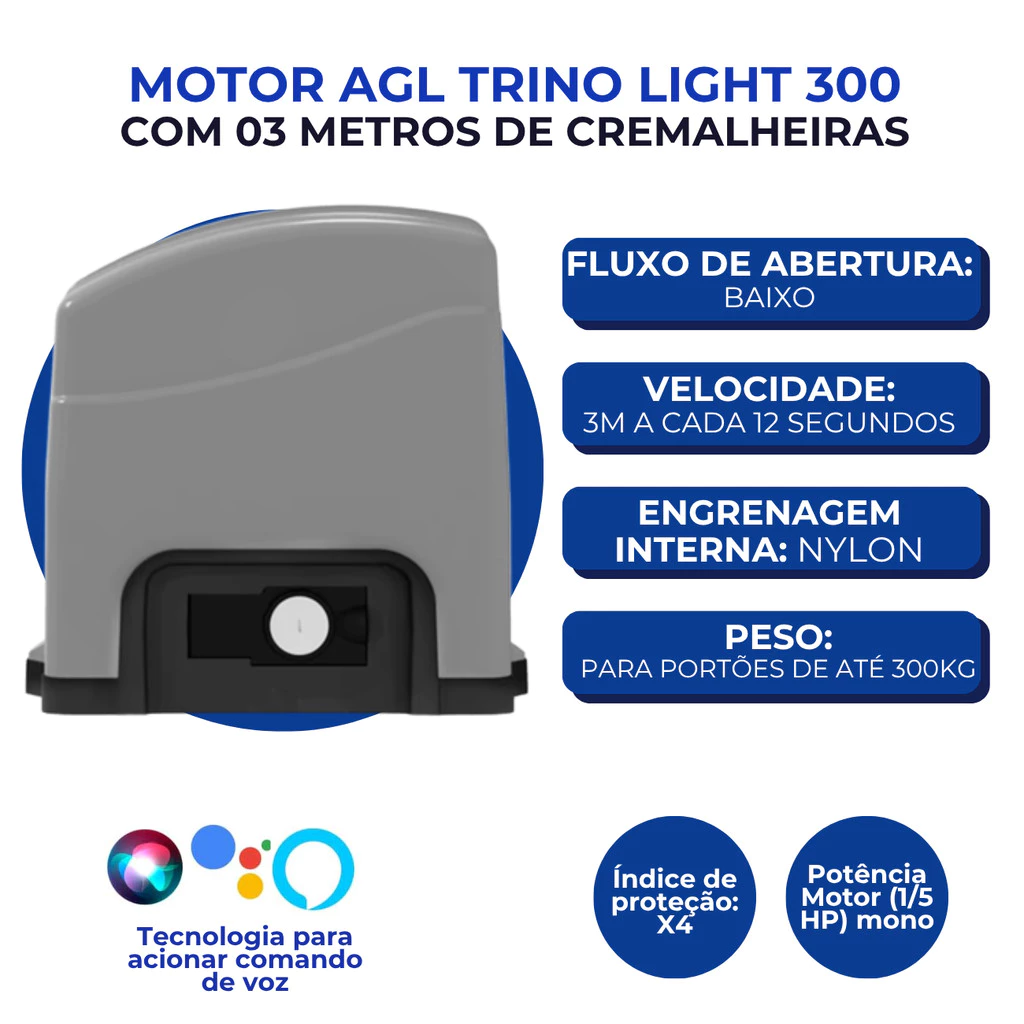 KIT MOTOR AGL - TRINO 300 220V Light 50-60HZ + 3 METROS CREMALHEIRA