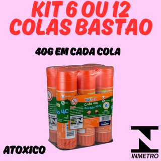 Kit 6 ou 12 Colas Bastão Leo&Leo Material Escolar Lavavel Escritorio Não Toxico Infantil em Oferta na Shopee