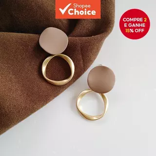 Brincos Marrons Vintage Matte drop Para Mulheres Declaração De Moda Metal Dangle Earring em Oferta na Shopee