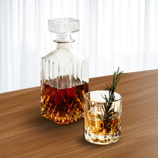 Garrafa Whisky Decanter De Vidro Transparente Cristal Licoreira Tampa 1 Litro